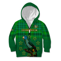 Dominica Independence Day Kid Hoodie Dominik Sisserou Parrot With Madras Pattern - Wonder Print Shop