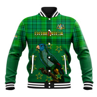 Personalised Dominica Independence Day Baseball Jacket Dominik Sisserou Parrot With Madras Pattern - Wonder Print Shop