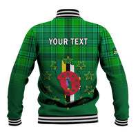 Personalised Dominica Independence Day Baseball Jacket Dominik Sisserou Parrot With Madras Pattern - Wonder Print Shop