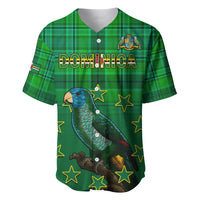 Personalised Dominica Independence Day Baseball Jersey Dominik Sisserou Parrot With Madras Pattern - Wonder Print Shop