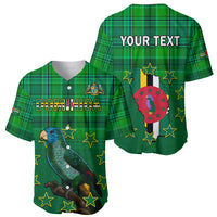 Personalised Dominica Independence Day Baseball Jersey Dominik Sisserou Parrot With Madras Pattern - Wonder Print Shop