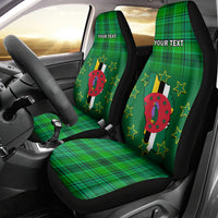 Personalised Personalised Dominica Independence Day Car Seat Cover Dominik Sisserou Parrot With Madras Pattern - Wonder Print Shop