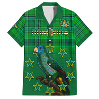 Personalised Dominica Independence Day Family Matching Off Shoulder Short Dress and Hawaiian Shirt Dominik Sisserou Parrot With Madras Pattern - Wonder Print Shop
