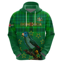 Personalised Dominica Independence Day Hoodie Dominik Sisserou Parrot With Madras Pattern - Wonder Print Shop