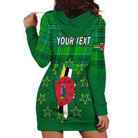 Personalised Dominica Independence Day Hoodie Dress Dominik Sisserou Parrot With Madras Pattern - Wonder Print Shop