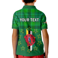 Personalised Dominica Independence Day Kid Polo Shirt Dominik Sisserou Parrot With Madras Pattern - Wonder Print Shop