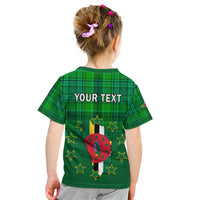 Personalised Dominica Independence Day Kid T Shirt Dominik Sisserou Parrot With Madras Pattern - Wonder Print Shop