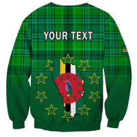 Personalised Dominica Independence Day Sweatshirt Dominik Sisserou Parrot With Madras Pattern - Wonder Print Shop