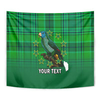 Personalised Dominica Independence Day Tapestry Dominik Sisserou Parrot With Madras Pattern - Wonder Print Shop