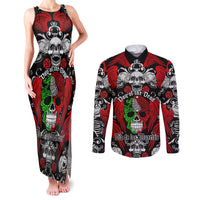 Mexico Day Of The Dead Couples Matching Tank Maxi Dress and Long Sleeve Button Shirts Mexican Sugar Skull Dia de los Muertos - Wonder Print Shop