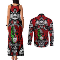 Mexico Day Of The Dead Couples Matching Tank Maxi Dress and Long Sleeve Button Shirts Mexican Sugar Skull Dia de los Muertos - Wonder Print Shop