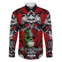 Mexico Day Of The Dead Family Matching Off Shoulder Long Sleeve Dress and Hawaiian Shirt Mexican Sugar Skull Dia de los Muertos - Wonder Print Shop