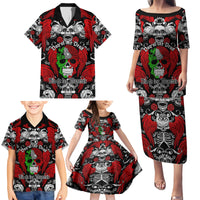Mexico Day Of The Dead Family Matching Puletasi Dress and Hawaiian Shirt Mexican Sugar Skull Dia de los Muertos - Wonder Print Shop