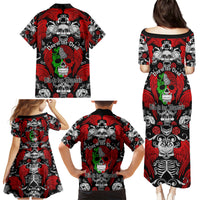 Mexico Day Of The Dead Family Matching Puletasi Dress and Hawaiian Shirt Mexican Sugar Skull Dia de los Muertos - Wonder Print Shop