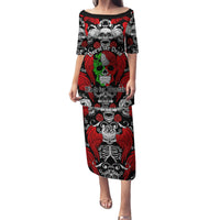 Mexico Day Of The Dead Family Matching Puletasi Dress and Hawaiian Shirt Mexican Sugar Skull Dia de los Muertos - Wonder Print Shop