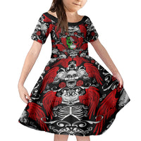 Mexico Day Of The Dead Family Matching Short Sleeve Bodycon Dress and Hawaiian Shirt Mexican Sugar Skull Dia de los Muertos - Wonder Print Shop