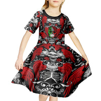 Mexico Day Of The Dead Kid Short Sleeve Dress Mexican Sugar Skull Dia de los Muertos - Wonder Print Shop
