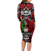 Mexico Day Of The Dead Long Sleeve Bodycon Dress Mexican Sugar Skull Dia de los Muertos - Wonder Print Shop