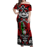 Mexico Day Of The Dead Off Shoulder Maxi Dress Mexican Sugar Skull Dia de los Muertos - Wonder Print Shop