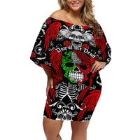 Mexico Day Of The Dead Off Shoulder Short Dress Mexican Sugar Skull Dia de los Muertos - Wonder Print Shop