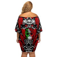 Mexico Day Of The Dead Off Shoulder Short Dress Mexican Sugar Skull Dia de los Muertos - Wonder Print Shop