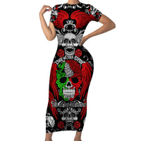 Mexico Day Of The Dead Short Sleeve Bodycon Dress Mexican Sugar Skull Dia de los Muertos - Wonder Print Shop
