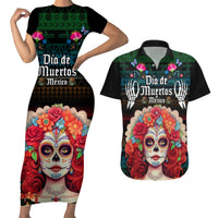 Personalised Mexico Day Of The Dead Couples Matching Short Sleeve Bodycon Dress and Hawaiian Shirt Mexican La Catrina Dia de los Muertos - Wonder Print Shop