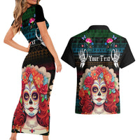 Personalised Mexico Day Of The Dead Couples Matching Short Sleeve Bodycon Dress and Hawaiian Shirt Mexican La Catrina Dia de los Muertos - Wonder Print Shop