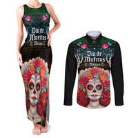 Personalised Mexico Day Of The Dead Couples Matching Tank Maxi Dress and Long Sleeve Button Shirts Mexican La Catrina Dia de los Muertos - Wonder Print Shop