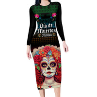 Personalised Mexico Day Of The Dead Family Matching Long Sleeve Bodycon Dress and Hawaiian Shirt Mexican La Catrina Dia de los Muertos - Wonder Print Shop