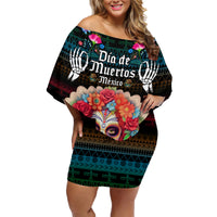 Personalised Mexico Day Of The Dead Family Matching Off Shoulder Short Dress and Hawaiian Shirt Mexican La Catrina Dia de los Muertos - Wonder Print Shop