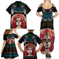 Personalised Mexico Day Of The Dead Family Matching Summer Maxi Dress and Hawaiian Shirt Mexican La Catrina Dia de los Muertos - Wonder Print Shop