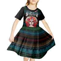 Personalised Mexico Day Of The Dead Kid Short Sleeve Dress Mexican La Catrina Dia de los Muertos - Wonder Print Shop