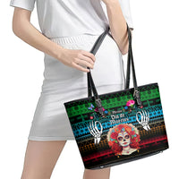 Mexico Day Of The Dead Leather Tote Bag Mexican La Catrina Dia de los Muertos - Wonder Print Shop