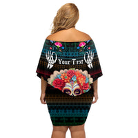 Personalised Mexico Day Of The Dead Off Shoulder Short Dress Mexican La Catrina Dia de los Muertos - Wonder Print Shop
