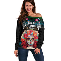 Personalised Mexico Day Of The Dead Off Shoulder Sweater Mexican La Catrina Dia de los Muertos - Wonder Print Shop