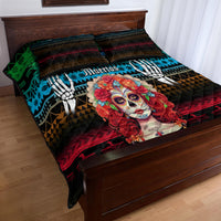 Mexico Day Of The Dead Quilt Bed Set Mexican La Catrina Dia de los Muertos - Wonder Print Shop