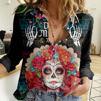 Personalised Mexico Day Of The Dead Women Casual Shirt Mexican La Catrina Dia de los Muertos - Wonder Print Shop