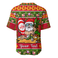 Personalised Hawaii Surfing Santa Christmas Baseball Jersey Tropical Pineapple Mele Kalikimaka Quilt Pattern - Wonder Print Shop