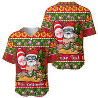 Personalised Hawaii Surfing Santa Christmas Baseball Jersey Tropical Pineapple Mele Kalikimaka Quilt Pattern - Wonder Print Shop