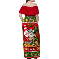 Personalised Hawaii Surfing Santa Christmas Family Matching Off Shoulder Maxi Dress and Hawaiian Shirt Tropical Pineapple Mele Kalikimaka Quilt Pattern - Wonder Print Shop