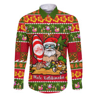 Personalised Hawaii Surfing Santa Christmas Family Matching Short Sleeve Bodycon Dress and Hawaiian Shirt Tropical Pineapple Mele Kalikimaka Quilt Pattern - Wonder Print Shop