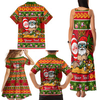 Personalised Hawaii Surfing Santa Christmas Family Matching Tank Maxi Dress and Hawaiian Shirt Tropical Pineapple Mele Kalikimaka Quilt Pattern - Wonder Print Shop