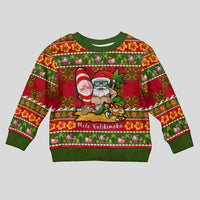 Personalised Hawaii Surfing Santa Christmas Kid Ugly Christmas Sweater Tropical Pineapple Mele Kalikimaka Quilt Pattern - Wonder Print Shop