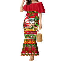 Personalised Hawaii Surfing Santa Christmas Mermaid Dress Tropical Pineapple Mele Kalikimaka Quilt Pattern - Wonder Print Shop