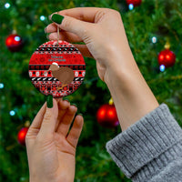 New Zealand Christmas Ceramic Ornament Aotearoa Kiwi Meri Kirihimete Red Version - Wonder Print Shop