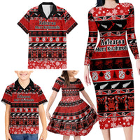 Personalised New Zealand Christmas Family Matching Long Sleeve Bodycon Dress and Hawaiian Shirt Aotearoa Kiwi Meri Kirihimete Red Version - Wonder Print Shop