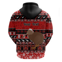 Personalised New Zealand Christmas Hoodie Aotearoa Kiwi Meri Kirihimete Red Version - Wonder Print Shop