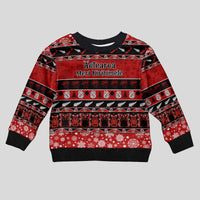 Personalised New Zealand Christmas Kid Ugly Christmas Sweater Aotearoa Kiwi Meri Kirihimete Red Version - Wonder Print Shop