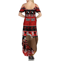 Personalised New Zealand Christmas Summer Maxi Dress Aotearoa Kiwi Meri Kirihimete Red Version - Wonder Print Shop